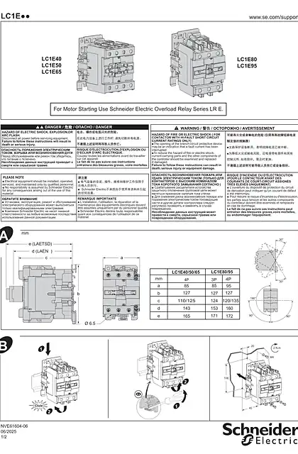 schneider施耐德EasyPact LC1E40-95 说明书